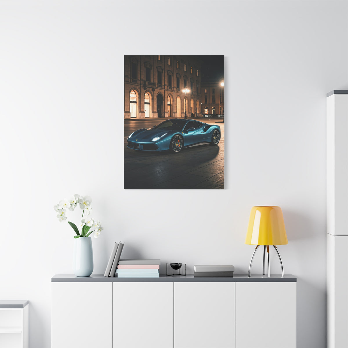 Ferrari 488 GTB Night City Square Wall Art & Canvas Prints