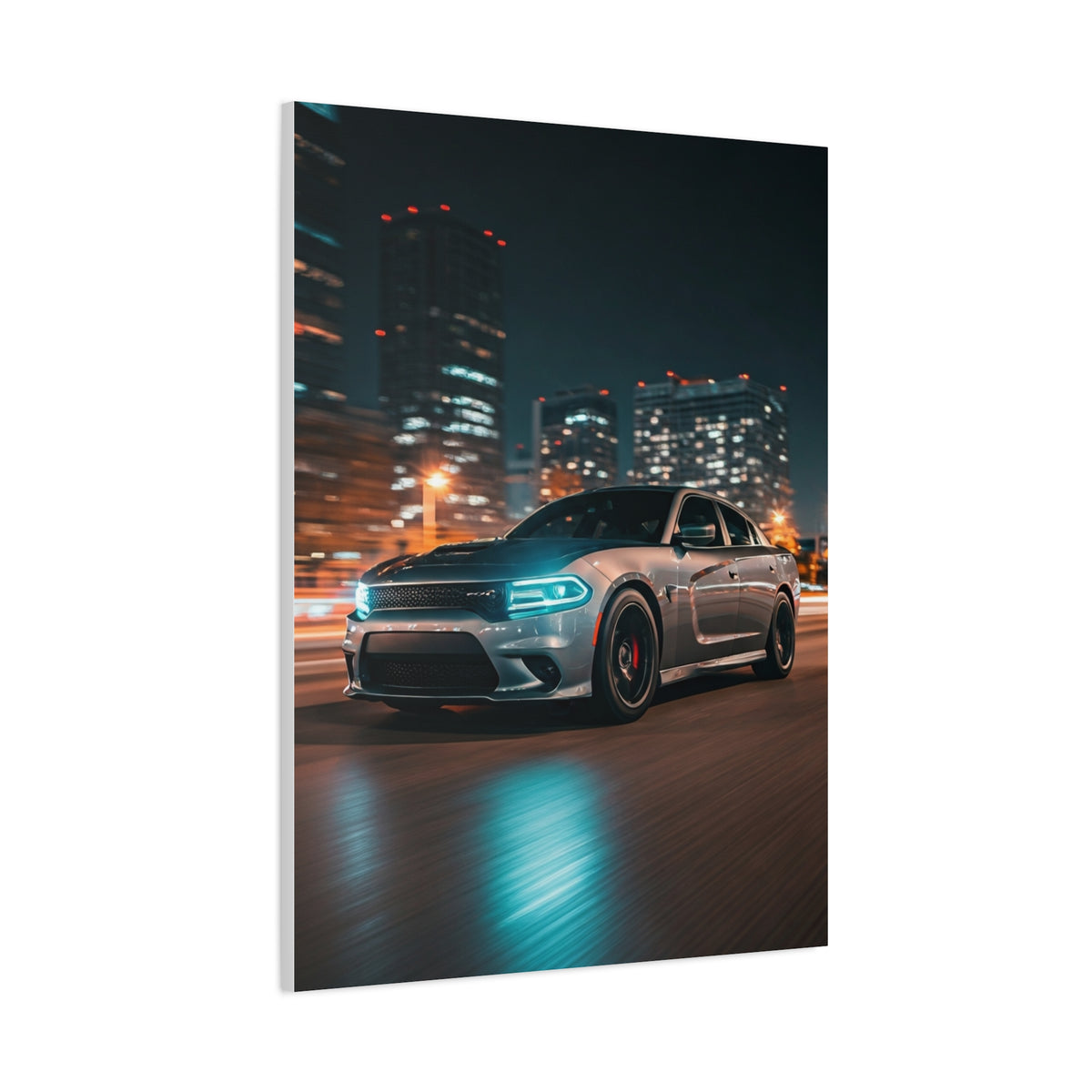 Dodge Charger Hellcat Downtown Night Streets Wall Art & Canvas Prints
