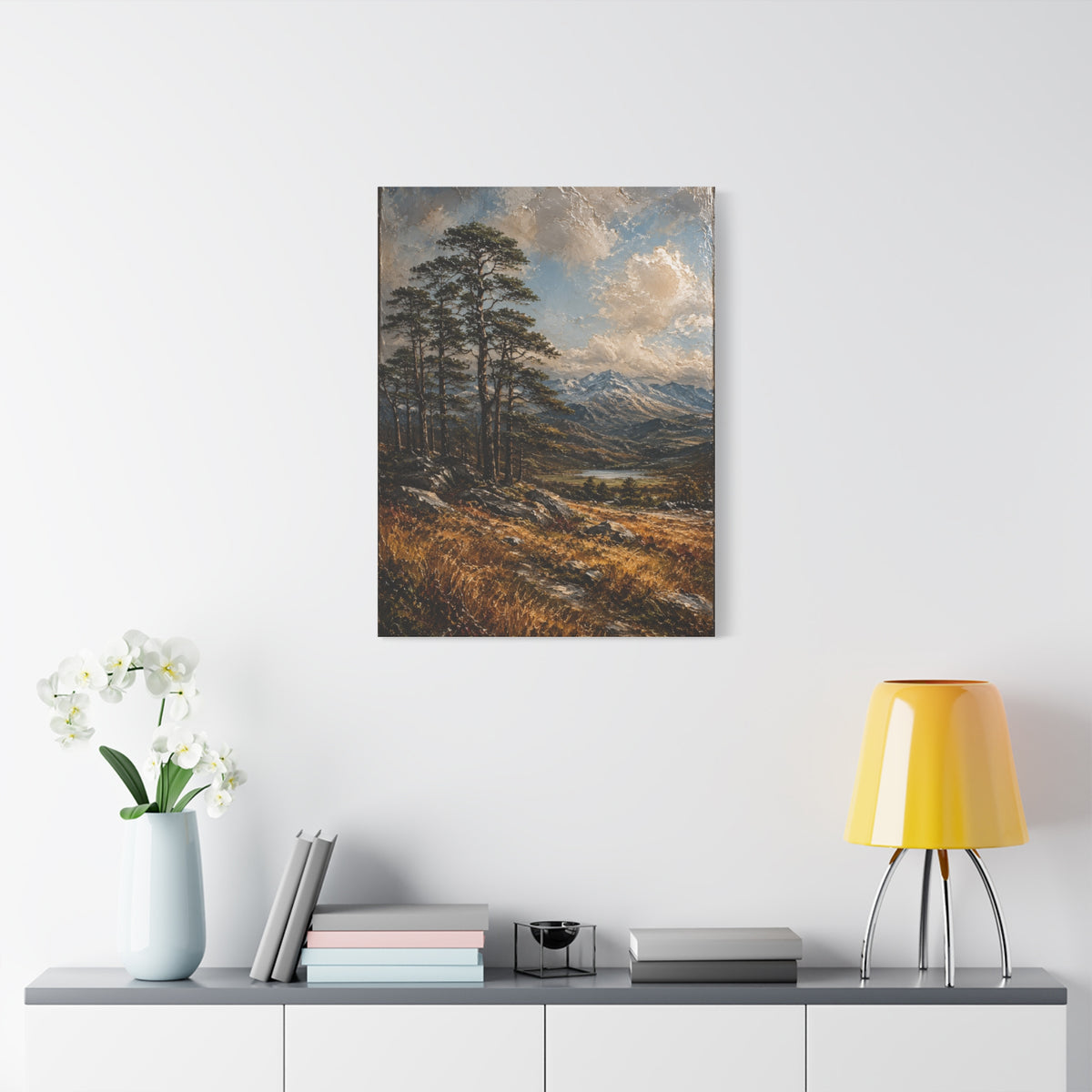 Mountain Pine Landscape Oil Painting Trees Wall Art & Canvas Print