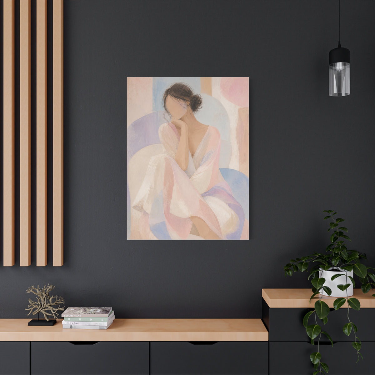 Seated Figure in Pastel Tones Wall Art & Canvas Print