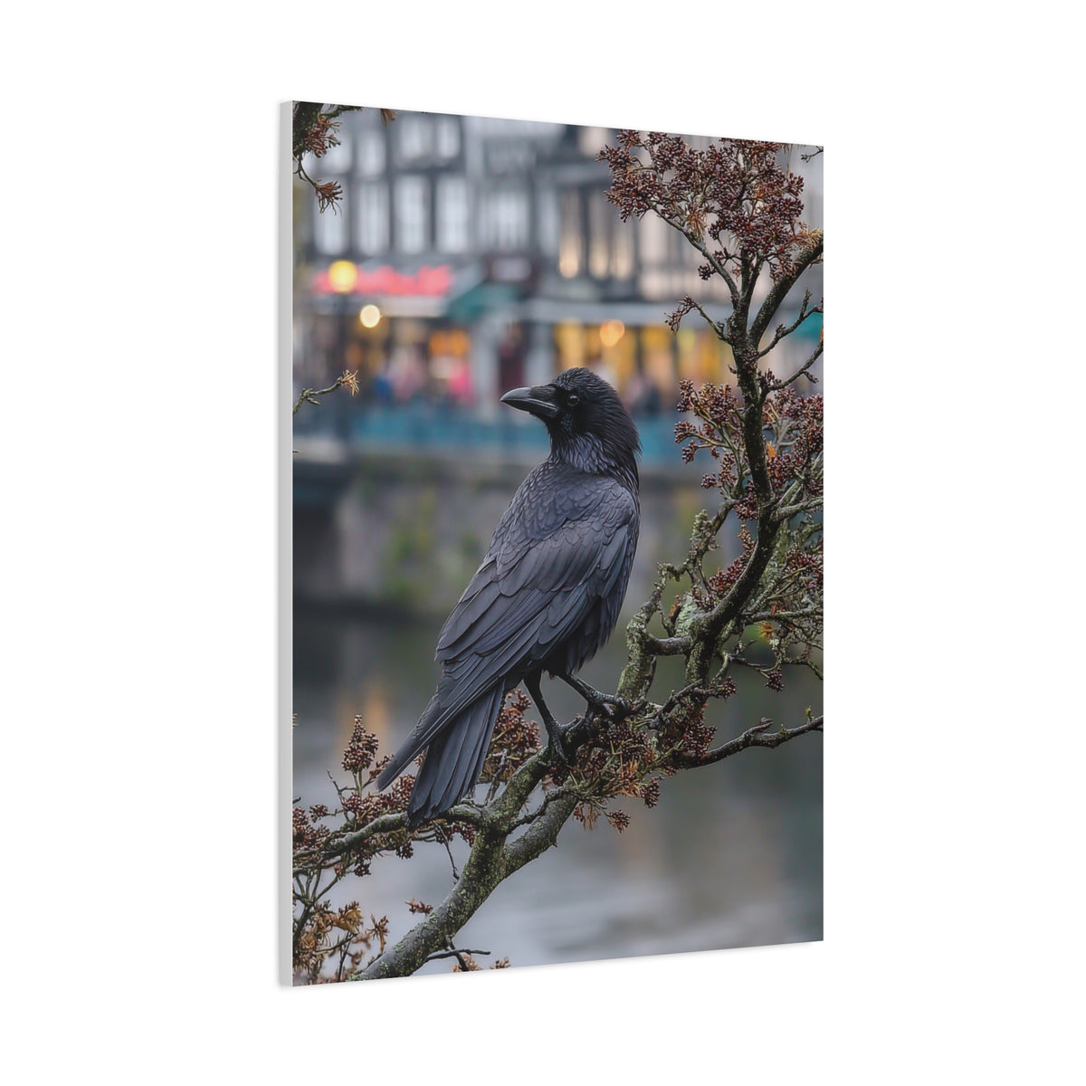 Raven on a Tree Branch Wall Art & Canvas Print