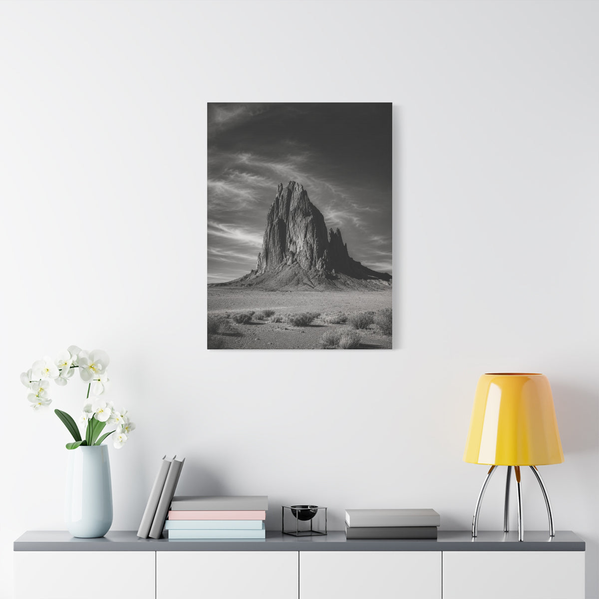 Desert Monolith Black and White Southwest Wall Art & Canvas Print