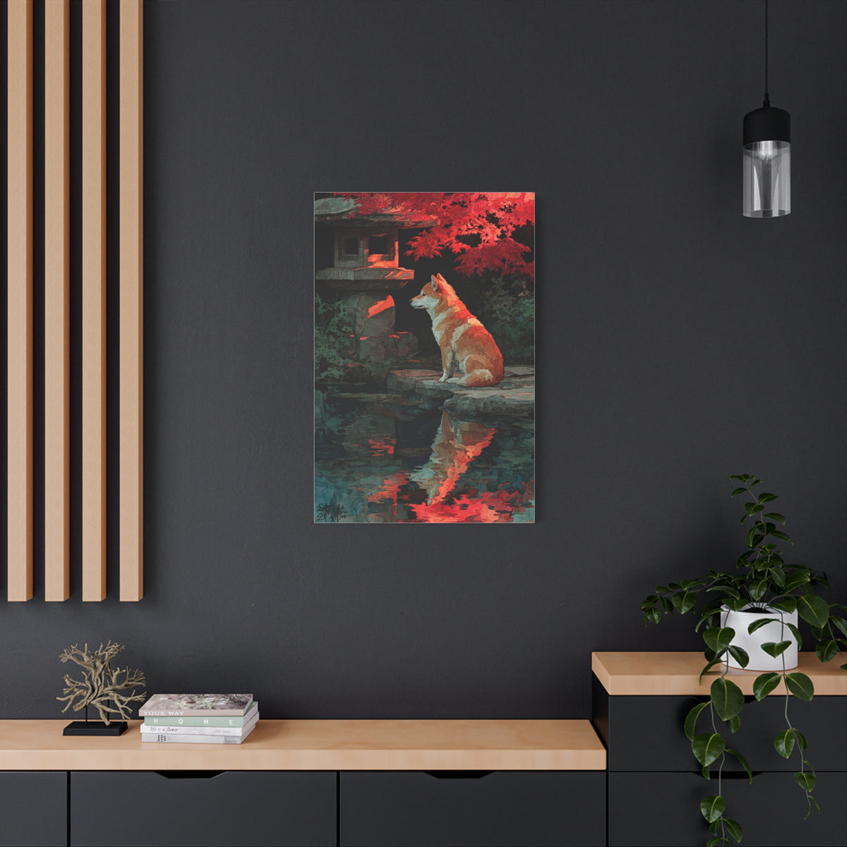 Shiba Inu Kyoto Garden Reflection Wall Art & Canvas Print