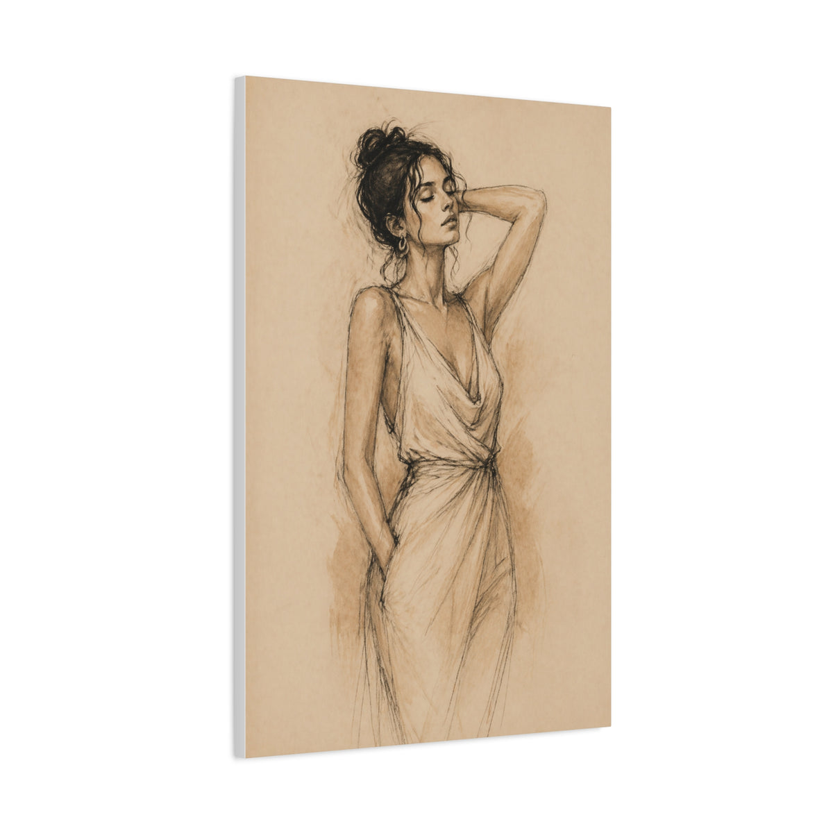 Elegant Charcoal Figure Study Wall Art & Canvas Print