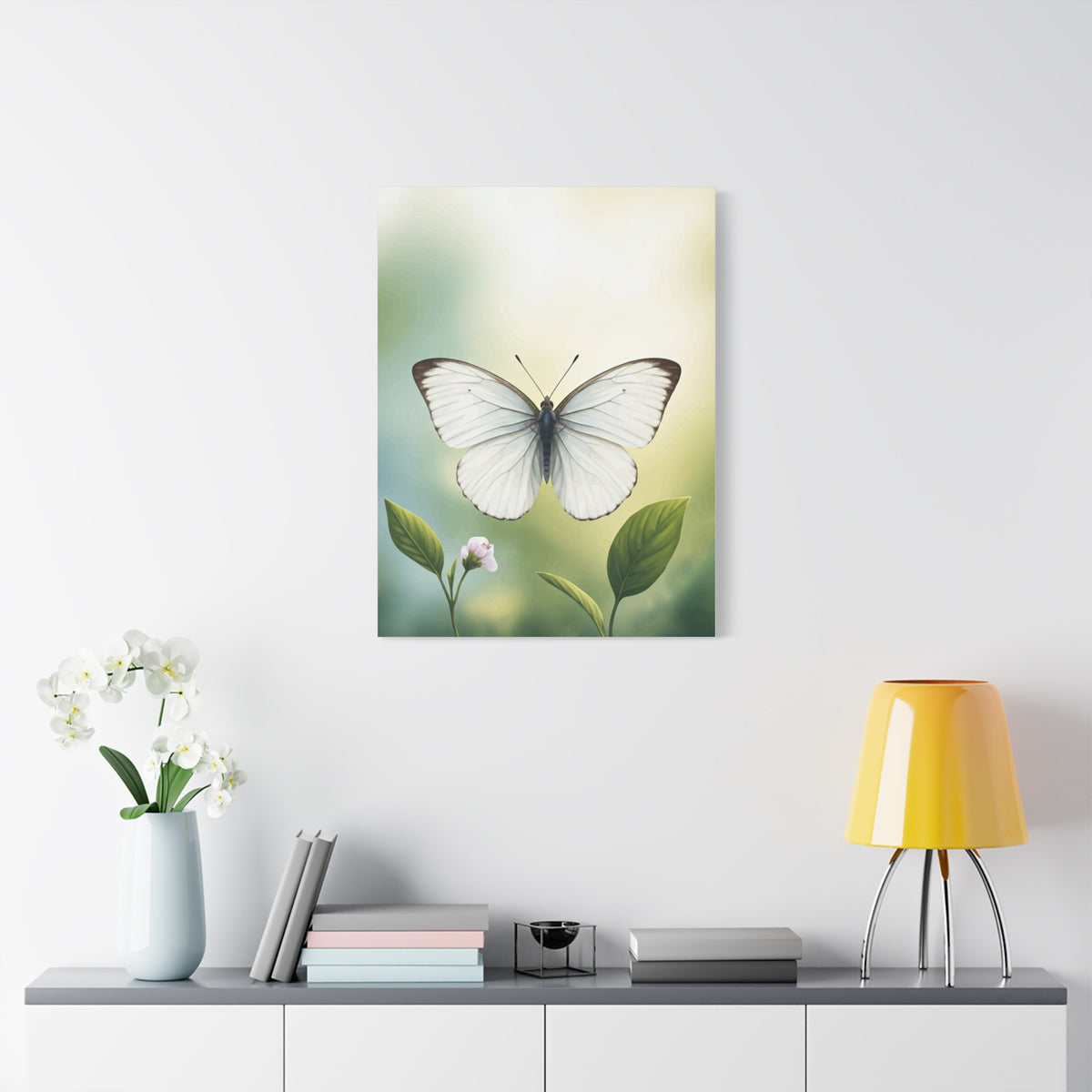 White Butterfly Botanical Serenity Wall Art & Canvas Prints