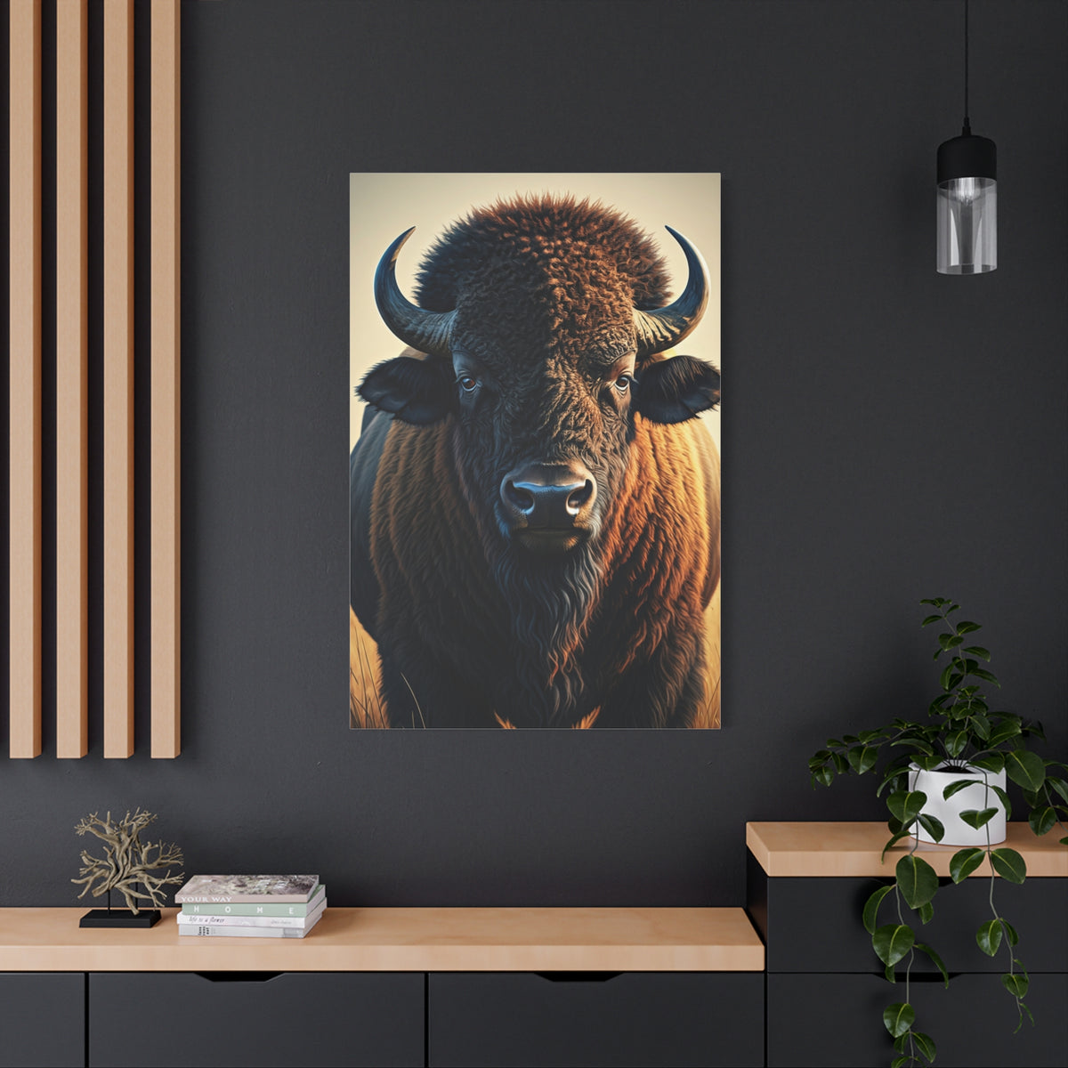 Golden Light American Bison Portrait Wall Art & Canvas Print