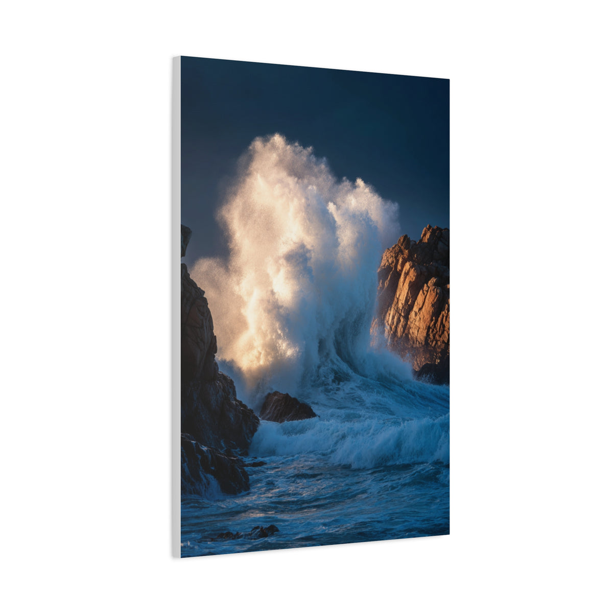 Storm Waves Crashing Against Coastal Rocks Wall Art & Canvas Print