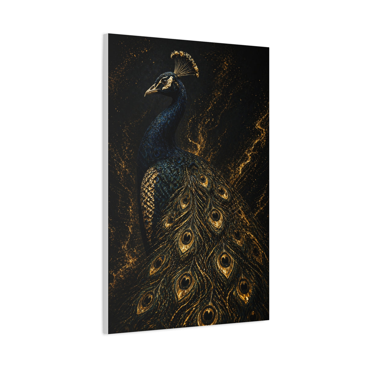 Black and Gold Regal Peacock Wall Art & Canvas Print