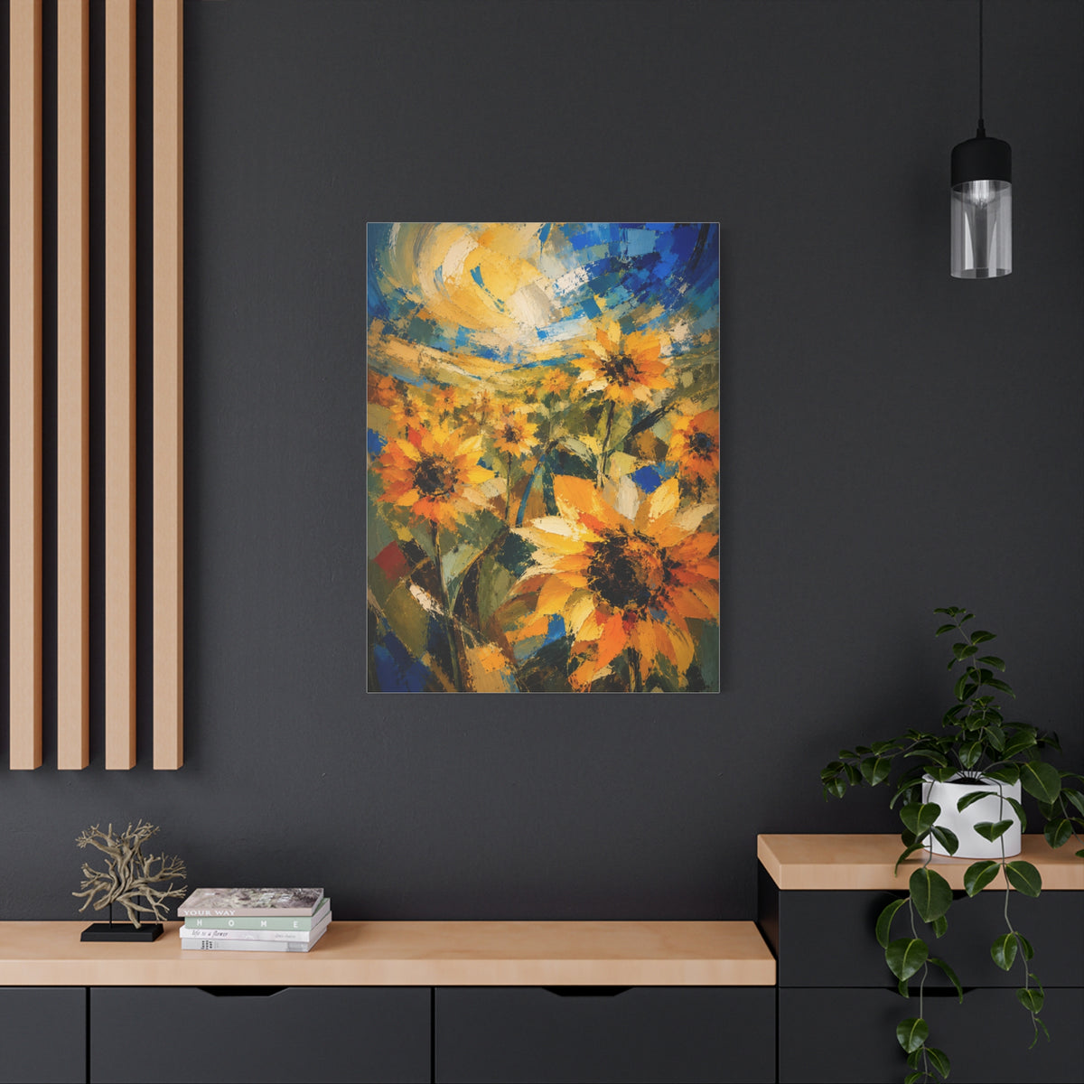 Abstract Expressionist Sunflower Field Wall Art & Canvas Print