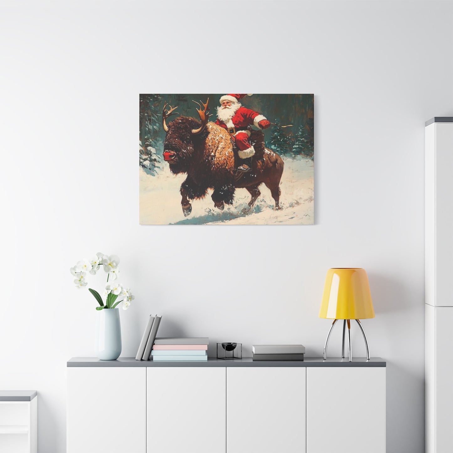 Santa Claus On Yak Wall Art & Canvas Prints