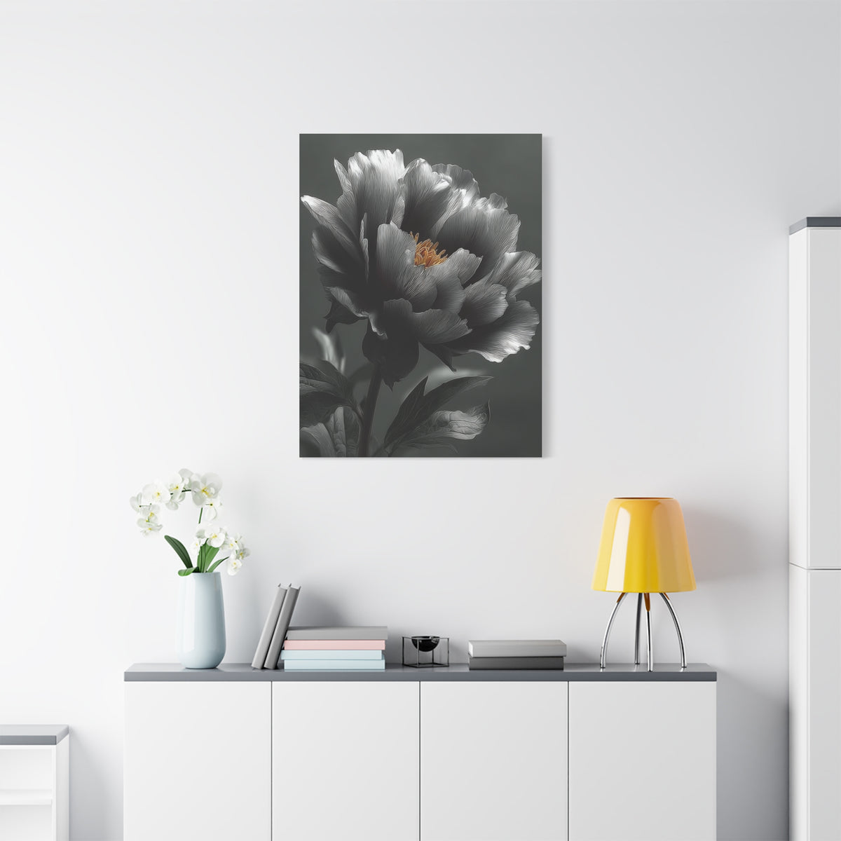 Silver Peony Fine Art Floral Wall Art & Canvas Print