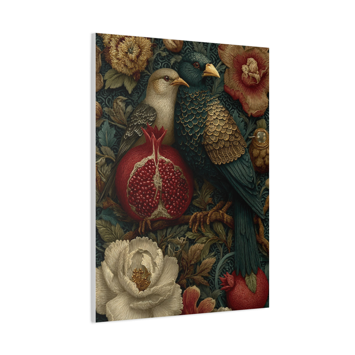 Vintage Botanical Birds & Pomegranate Wall Art & Canvas Print