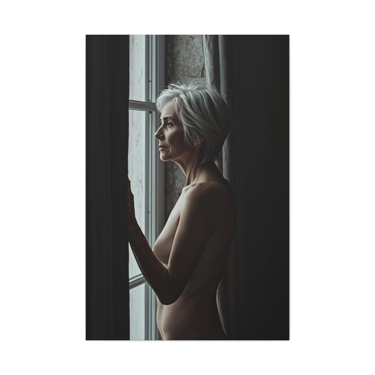 Mature Window Light Nude Study Wall Art & Canvas Print