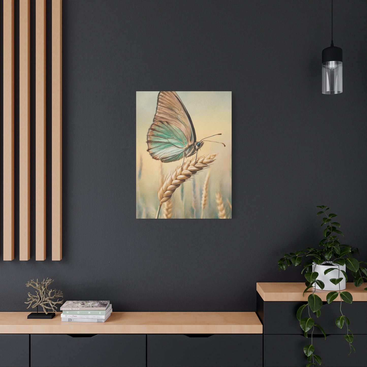 Butterfly on Wheat Crop Painting Wall Art & Canvas Prints