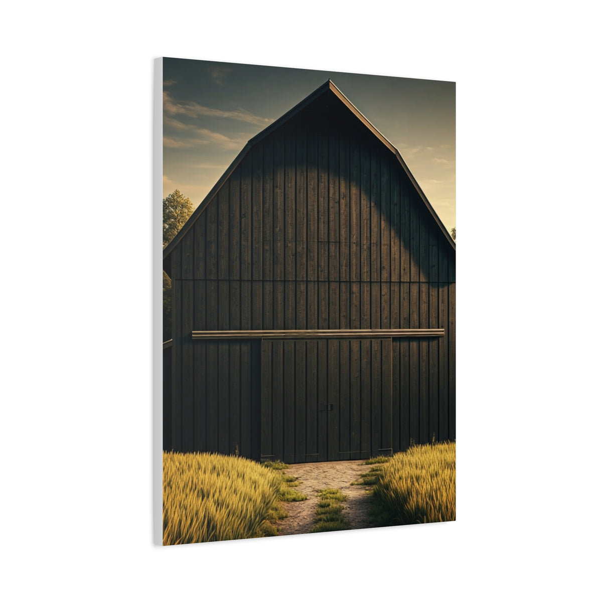 Minimal Rustic Barn Under Evening Sky Wall Art & Canvas Prints