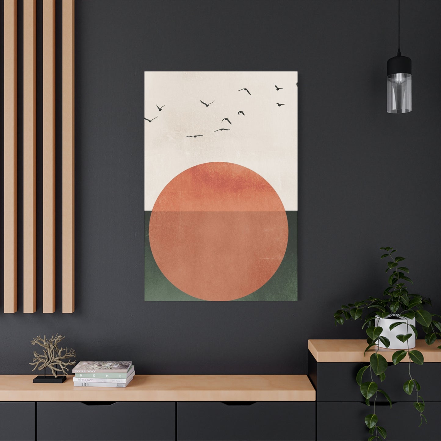 Big sun and Flying Birds Wall Art & Canvas Prints