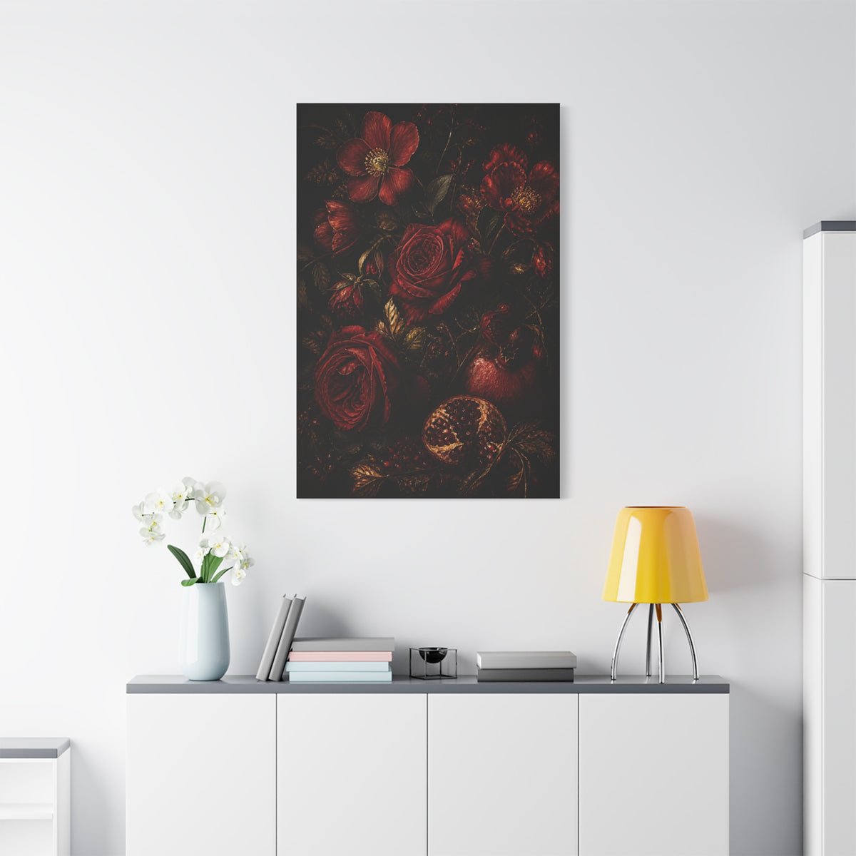 Dark Red Botanical Still Life Wall Art & Canvas Print