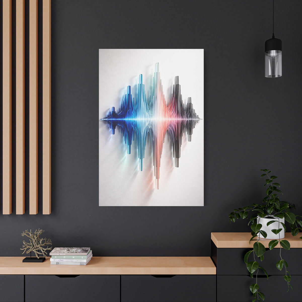 Luminous Soundwave Glass Sculpture Wall Art & Canvas Print