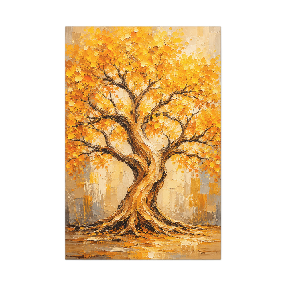 Golden Autumn Tree Impressionist Scene Wall Art & Canvas Print