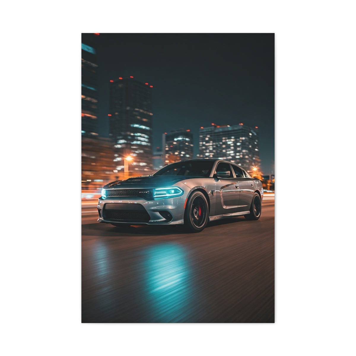 Dodge Charger Hellcat Downtown Night Streets Wall Art & Canvas Prints