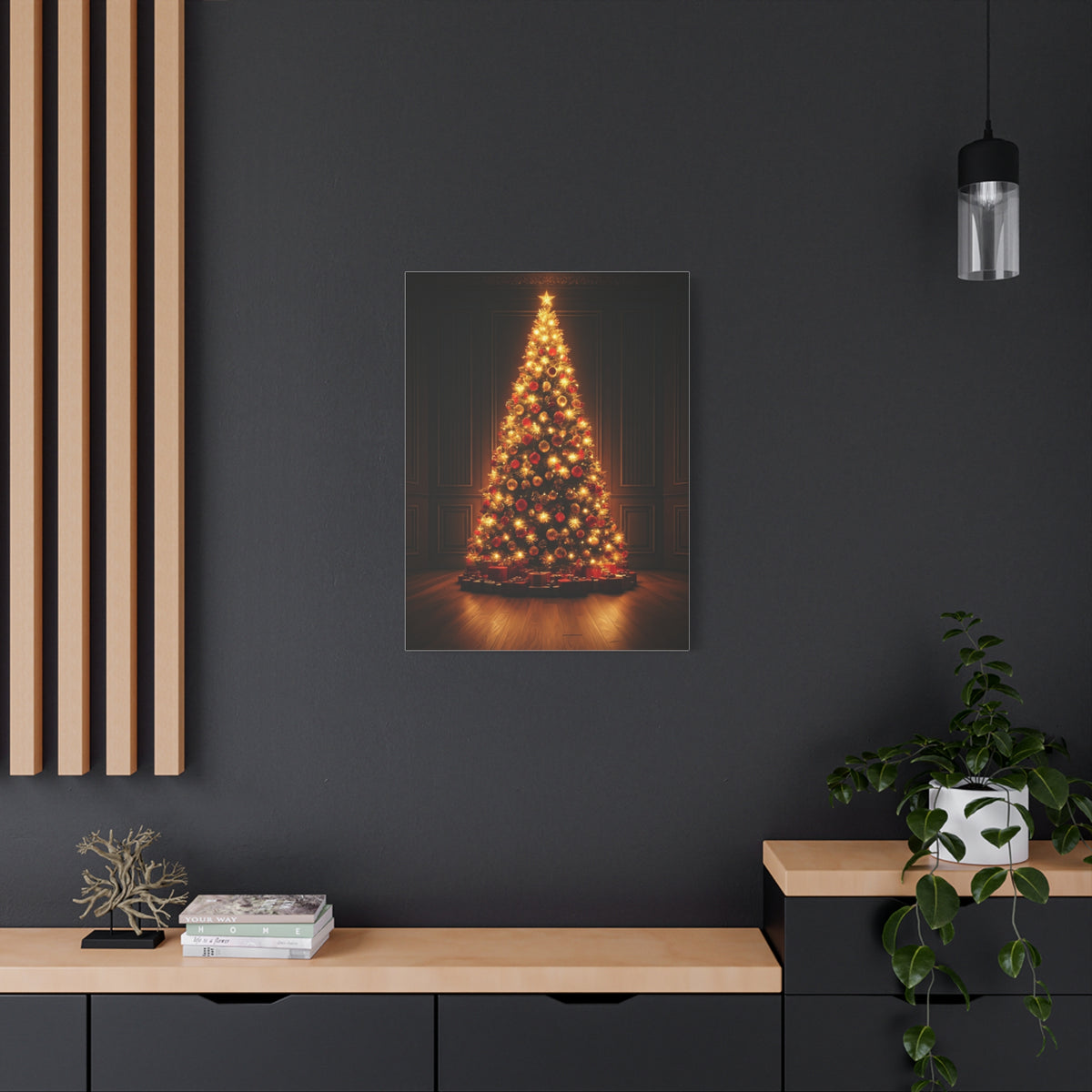 Golden Christmas Tree Glow Wall Art & Canvas Print
