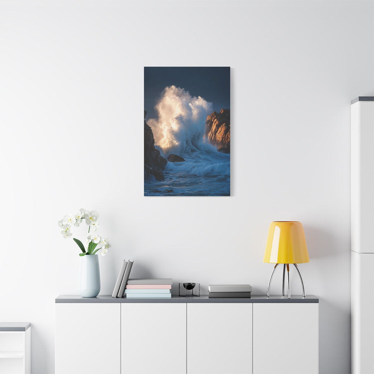 Storm Waves Crashing Against Coastal Rocks Wall Art & Canvas Print