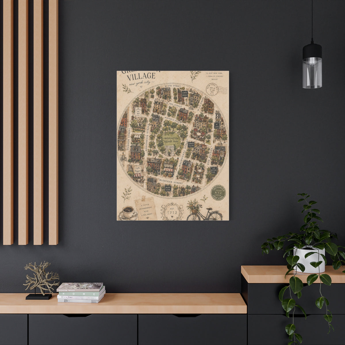 Greenwich Village Illustrated Map Wall Art & Canvas Print