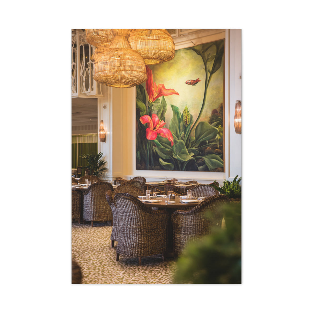 Tropical Flora and Fauna Resort Restaurant Wall Art & Canvas Print