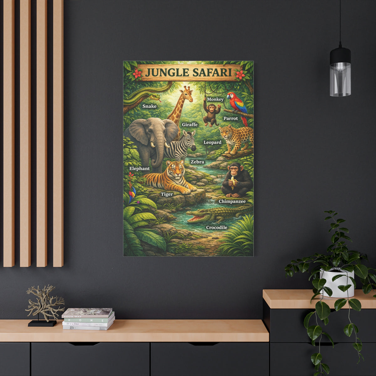 Jungle Safari Adventure Learning Poster Wall Art & Canvas Print
