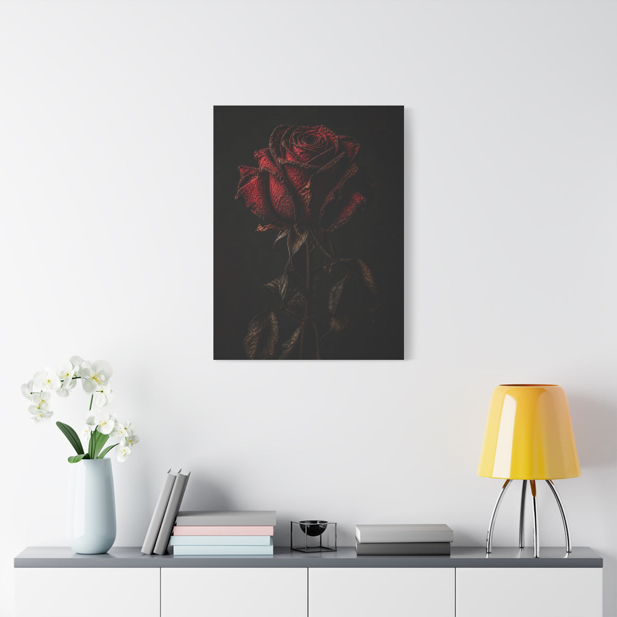 Dark Crimson Rose Still Life Wall Art & Canvas Print