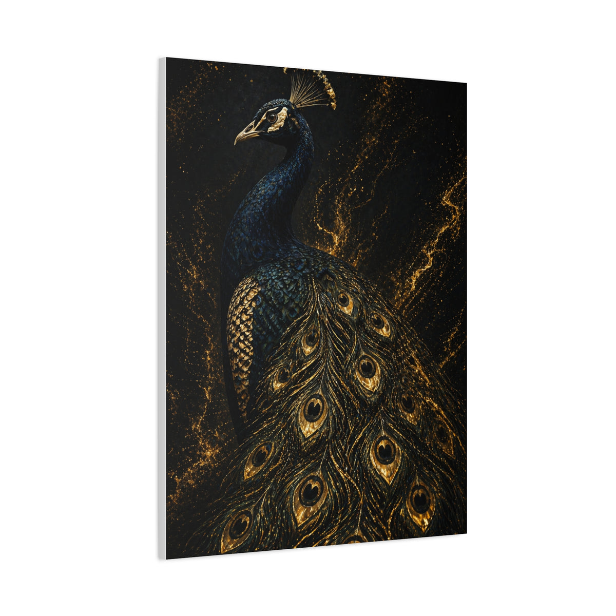 Black and Gold Regal Peacock Wall Art & Canvas Print