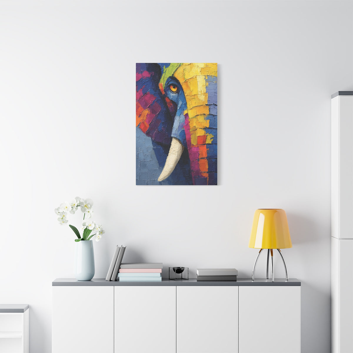 Abstract Color Elephant Impasto Wall Art & Canvas Print
