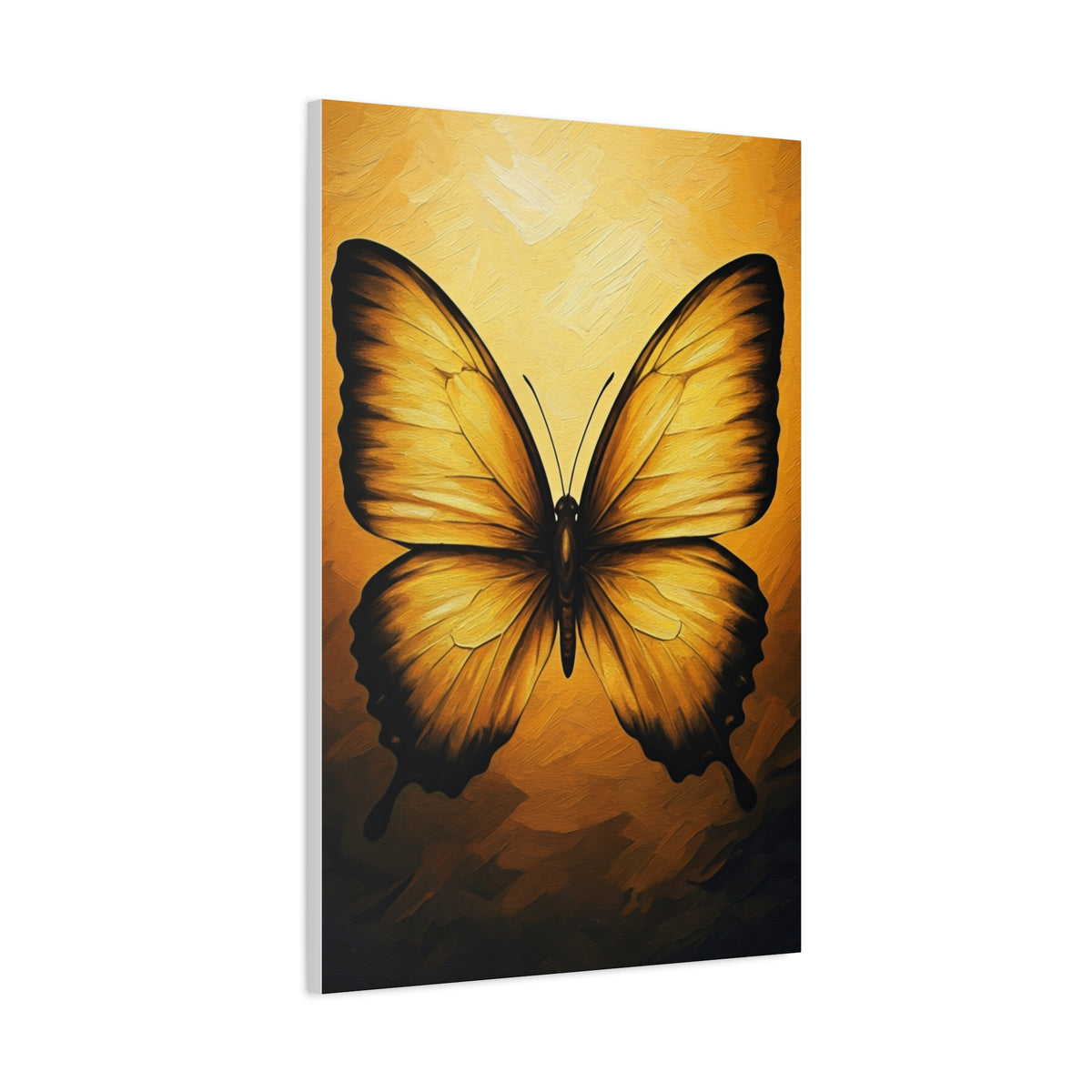 Golden Minimal Butterfly Silhouette Wall Art & Canvas Prints