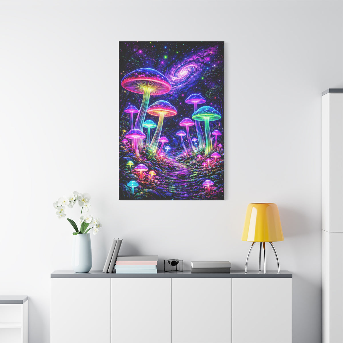 UV-Reactive Psychedelic Mushroom Forest Wall Art & Canvas Print