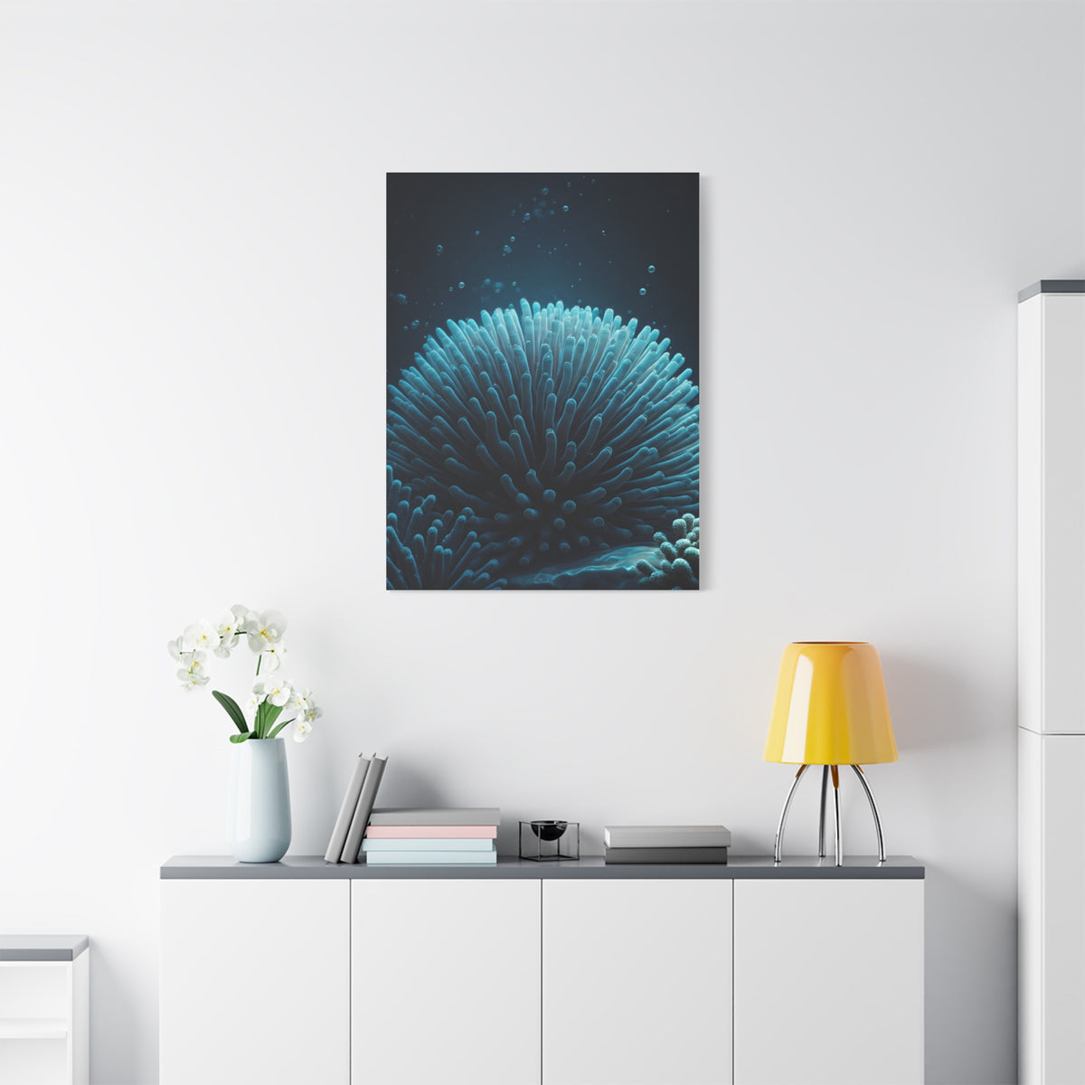 Coral Reef Glow in Deep Blue Ocean Wall Art & Canvas Prints