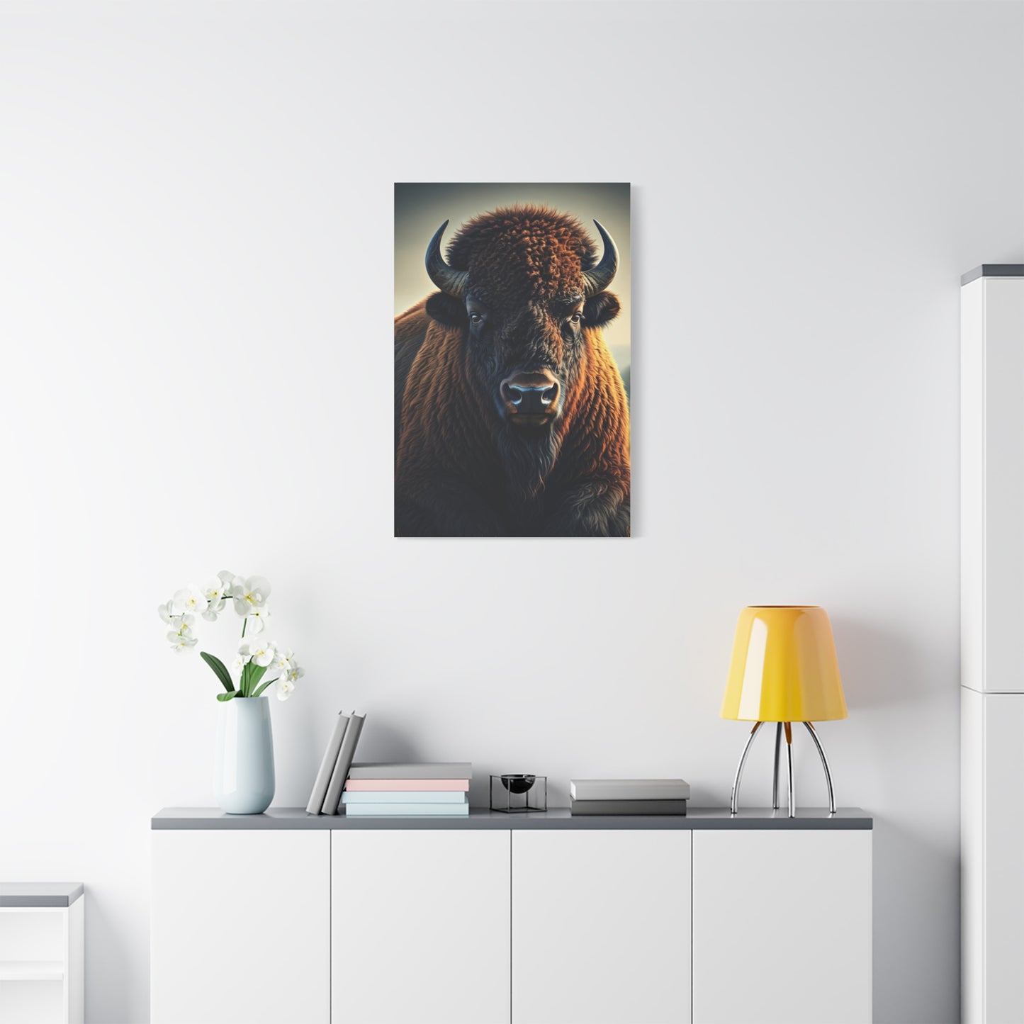 Classic Frontal American Bison Portrait Wall Art & Canvas Print
