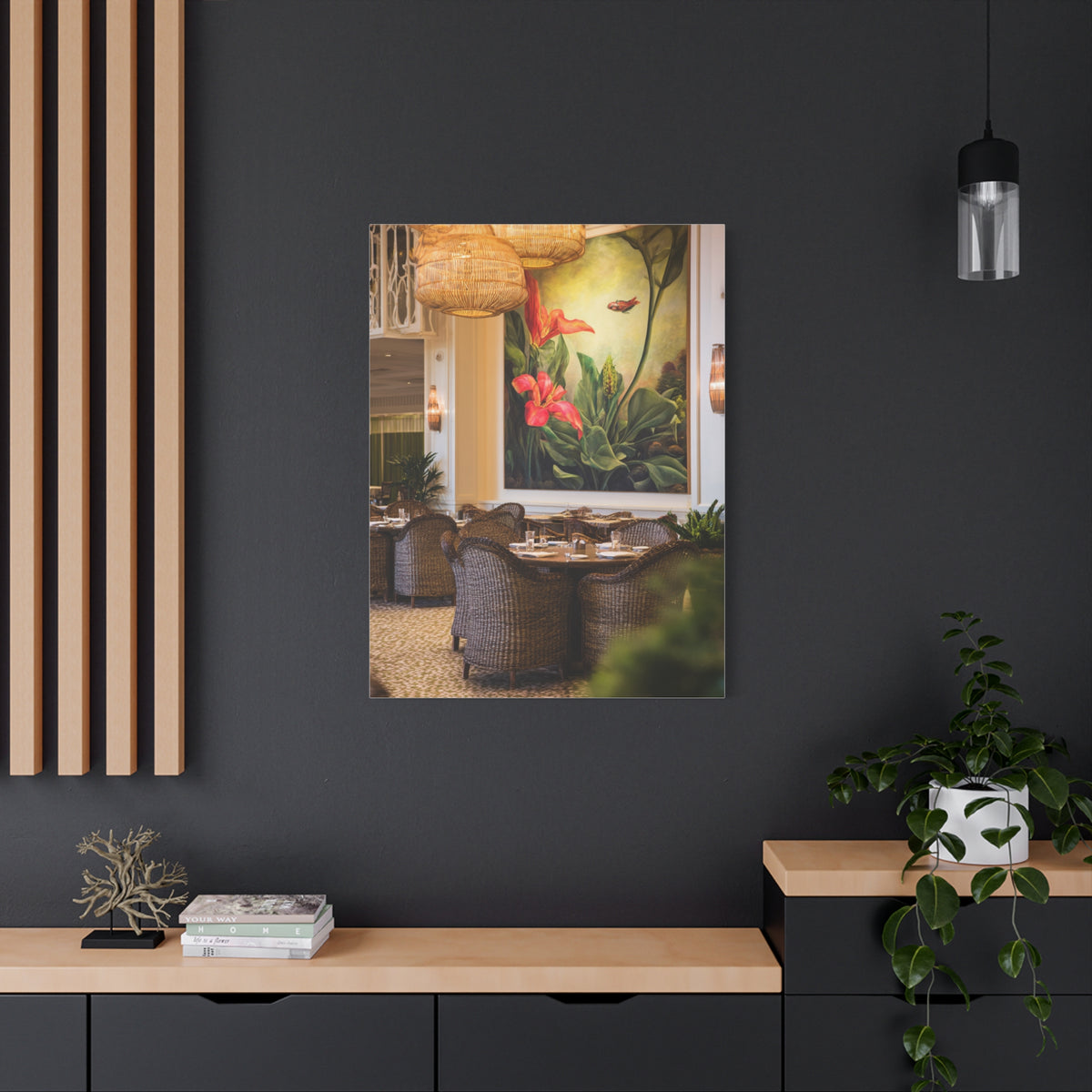 Tropical Flora and Fauna Resort Restaurant Wall Art & Canvas Print