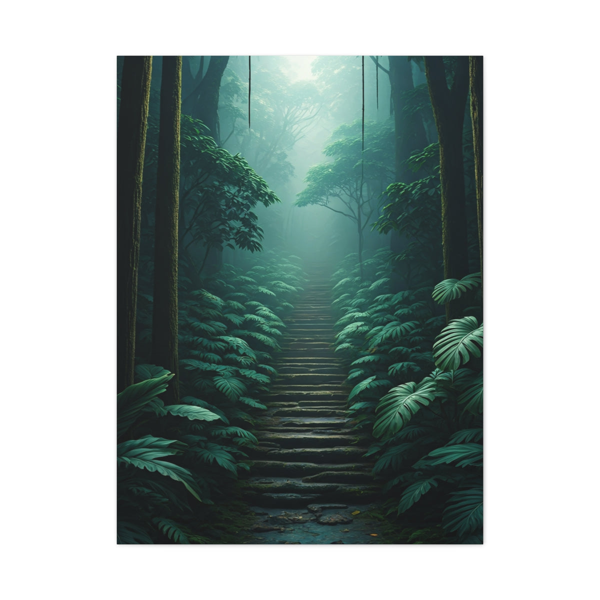 Misty Forest Stairway Path Wall Art & Canvas Prints