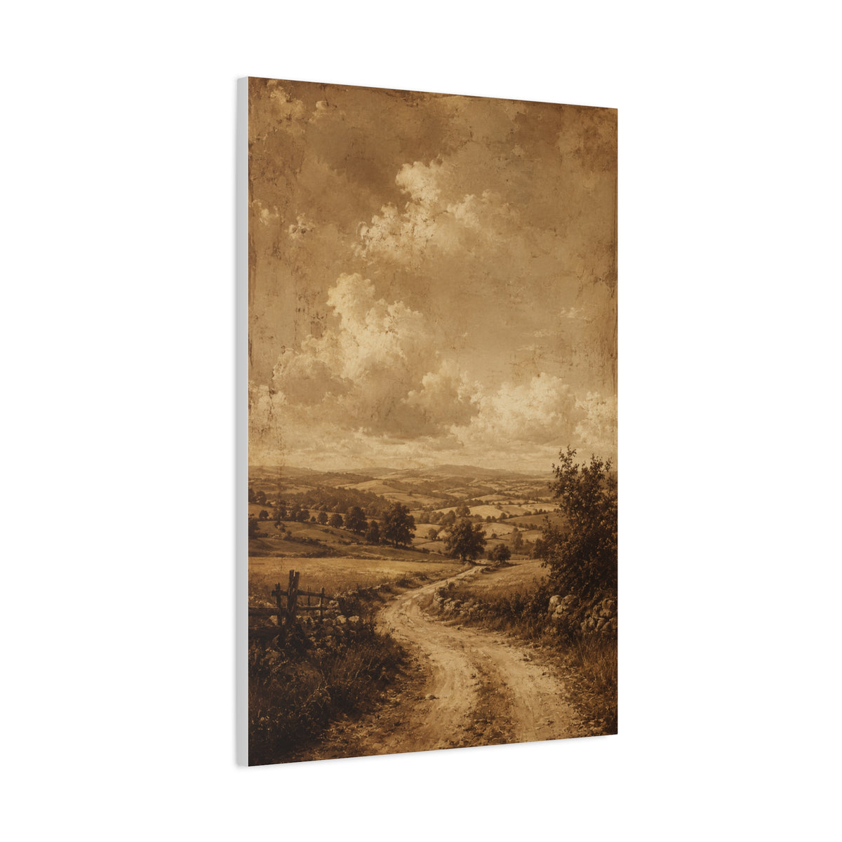 Sepia Countryside Path Panorama Wall Art & Canvas Print