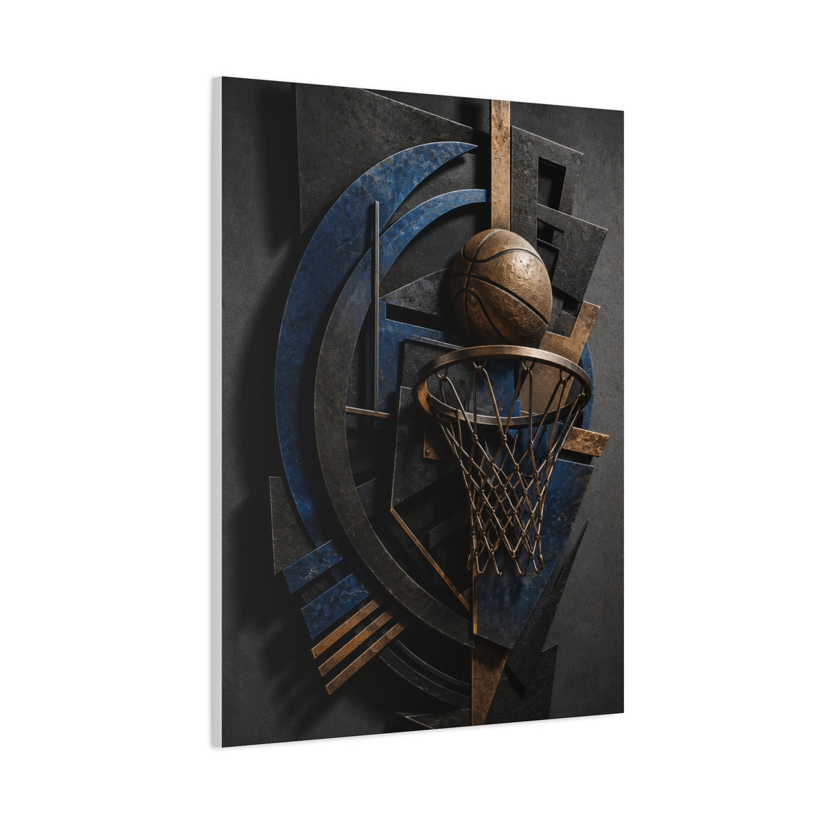 Layered Metal Basketball Sculpture Sports Wall Art & Canvas Print