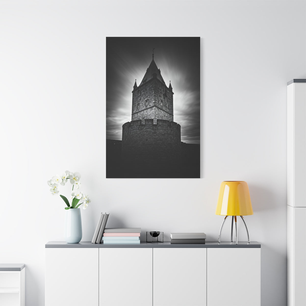 Gothic Fortress Tower Under Dramatic Skies Wall Art & Canvas Prints