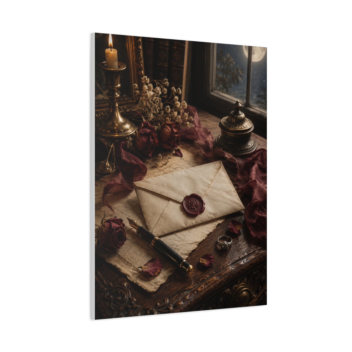 Vintage Love Letter Candlelight Desk Wall Art & Canvas Print