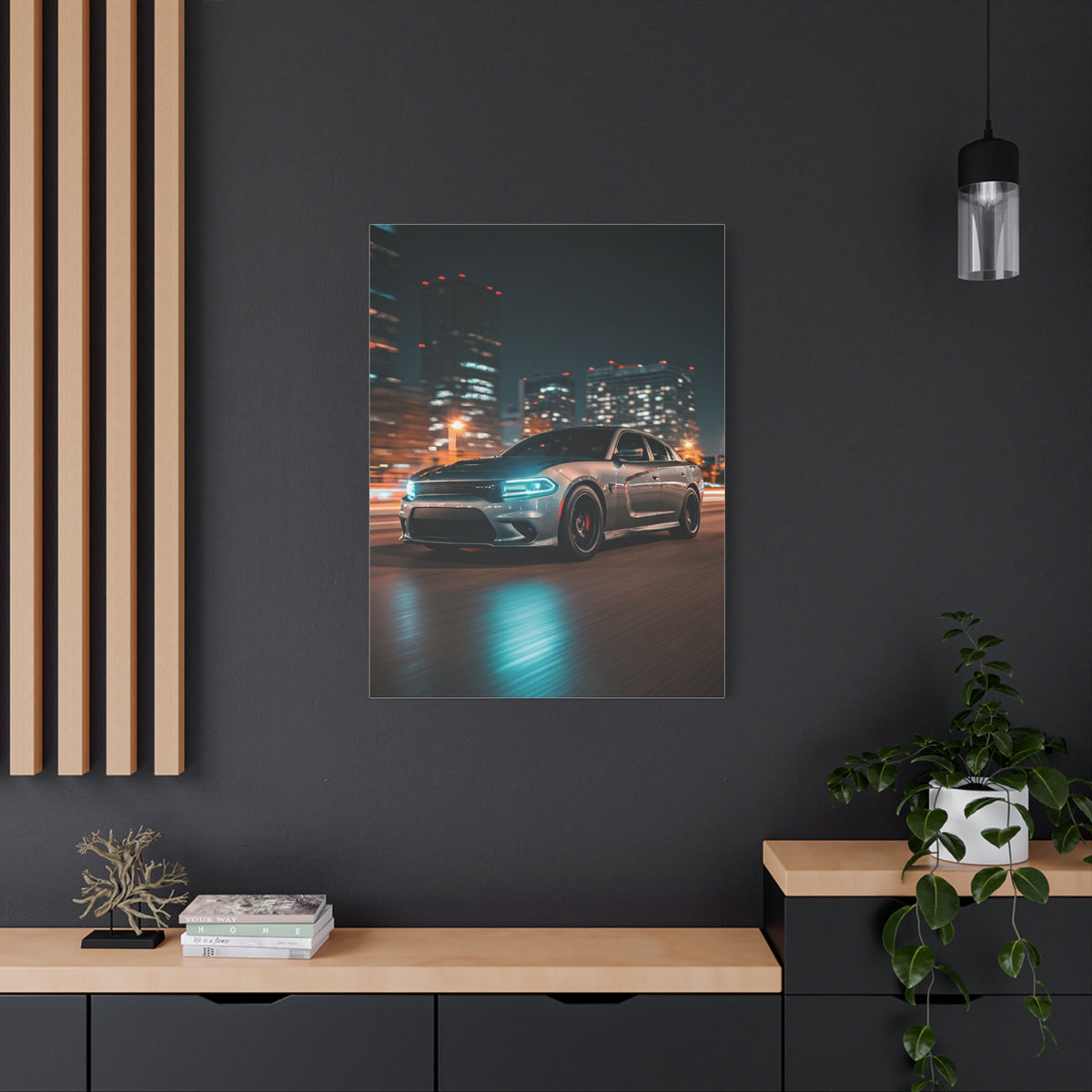 Dodge Charger Hellcat Downtown Night Streets Wall Art & Canvas Prints