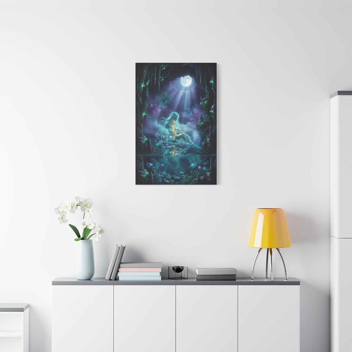 Moonlit Cave Surreal Figure Wall Art & Canvas Print