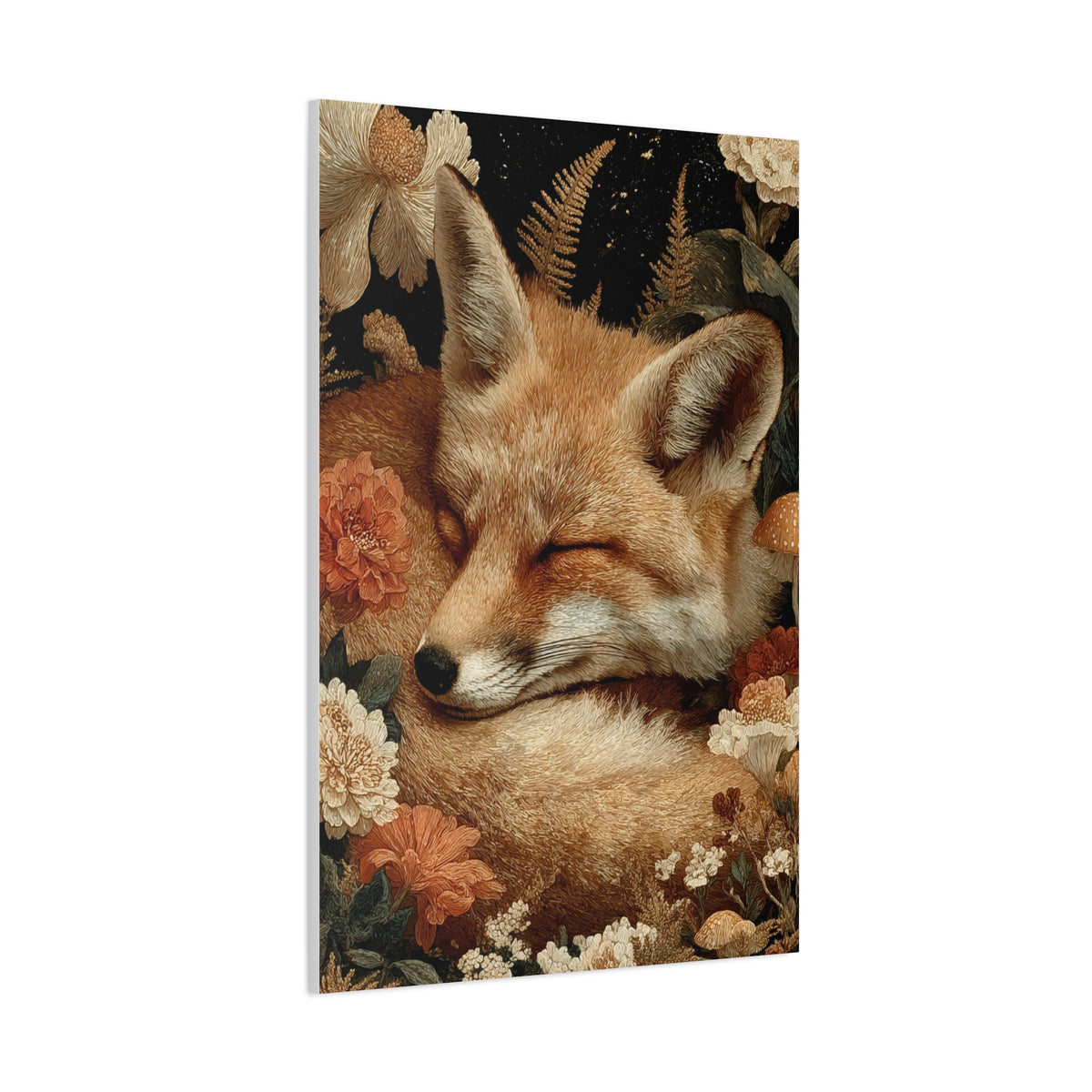 Sleeping Fox Floral Woodland Wall Art & Canvas Print