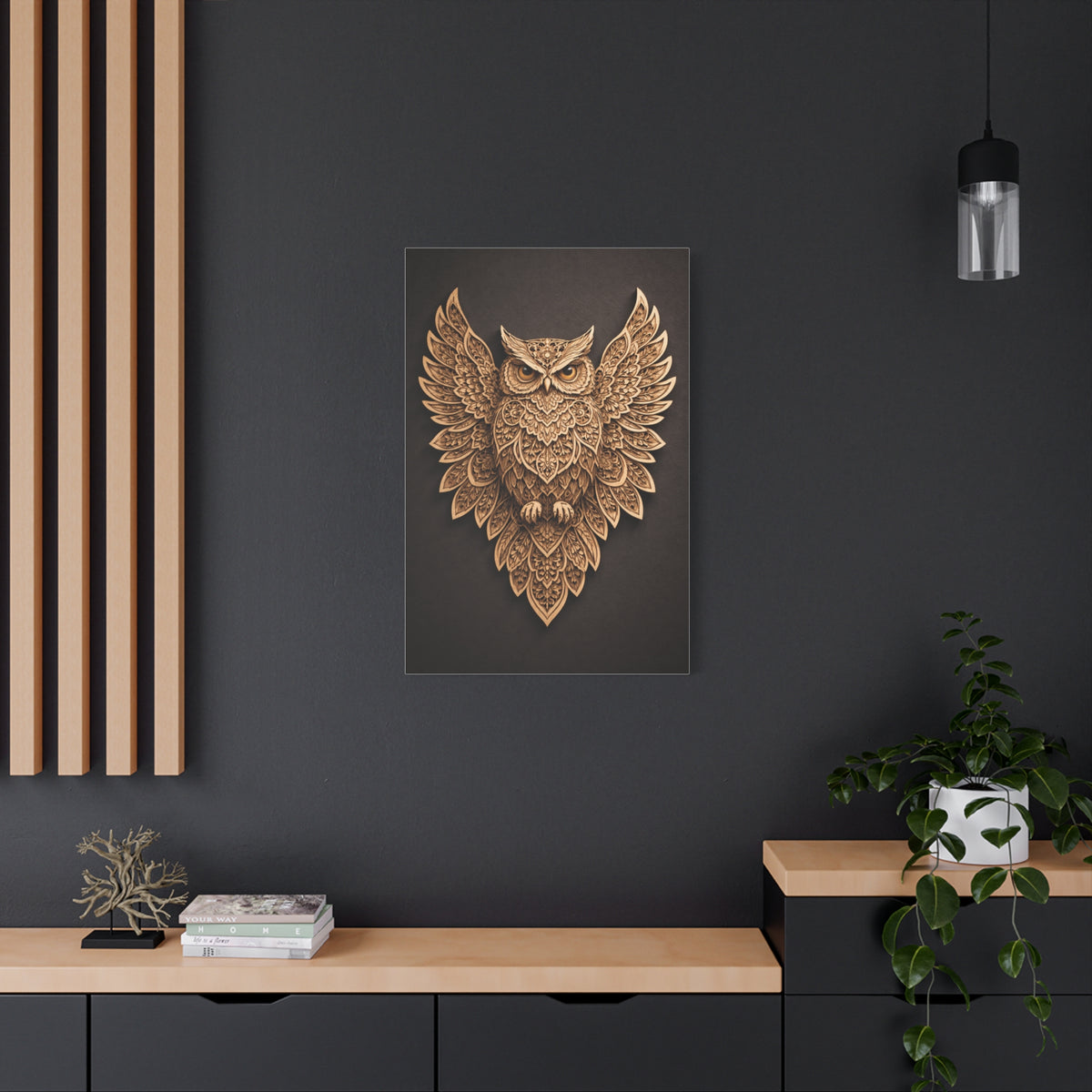 Ornate Symmetrical Owl Mandala Wall Art & Canvas Print
