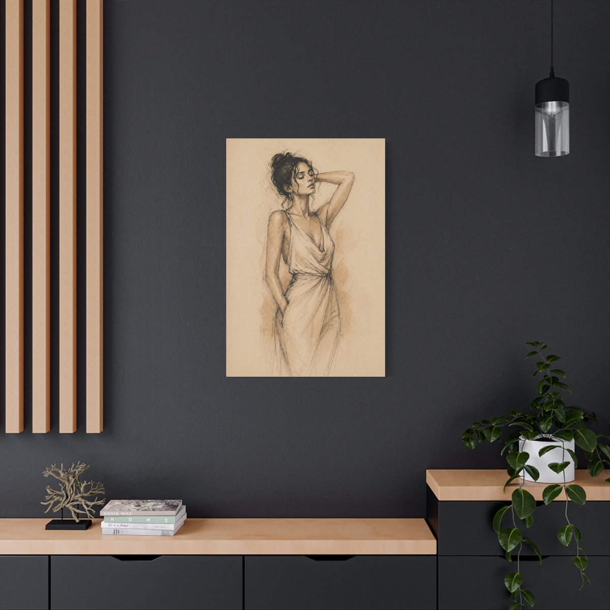 Elegant Charcoal Figure Study Wall Art & Canvas Print
