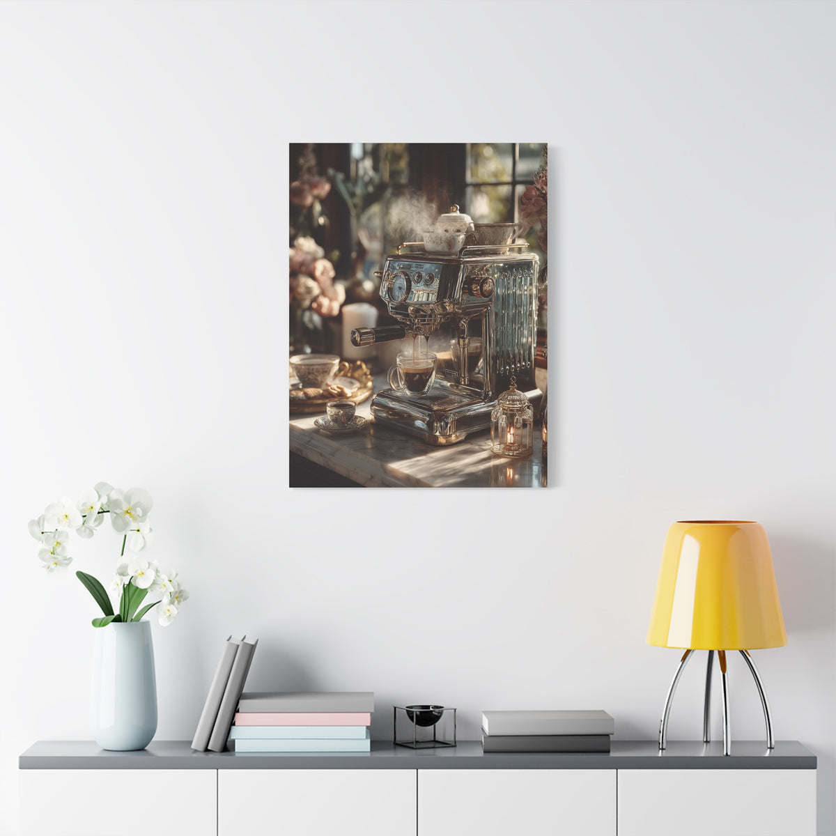 Luxury Espresso Machine Café Scene Wall Art & Canvas Print