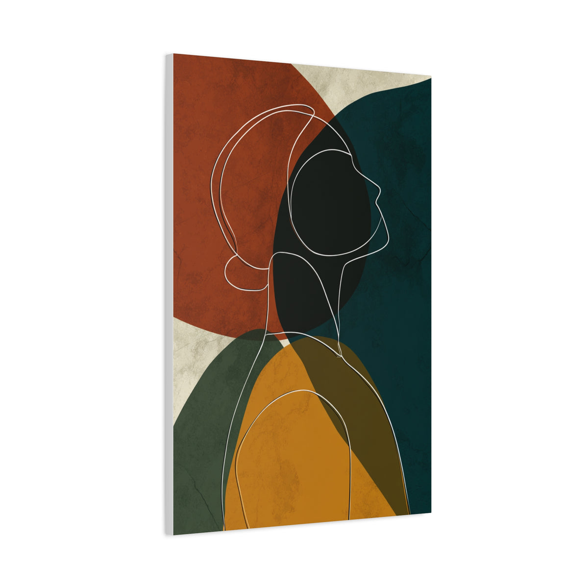 Minimalist Line Portrait with Modern Color Shapes Wall Art & Canvas Print
