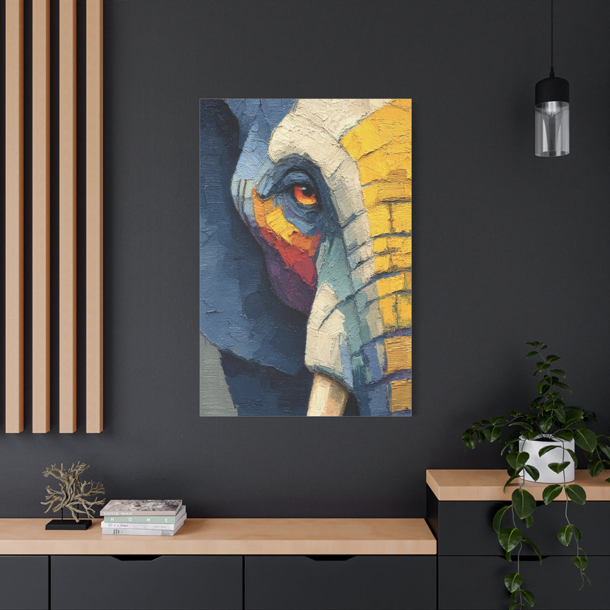 Expressive Oil Impasto Elephant Close-Up Wall Art & Canvas Print